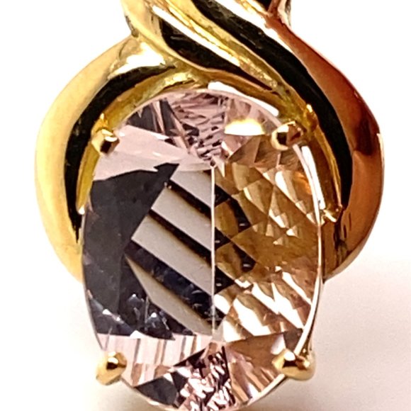 Morganite 7.55ct Solid 18K Yellow Gold Pendant - Picture 2 of 7